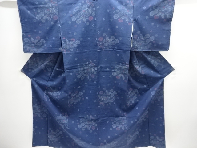 JAPANESE KIMONO / TSUMUGI / UNUSED / FLOWER & BUTTERFLY